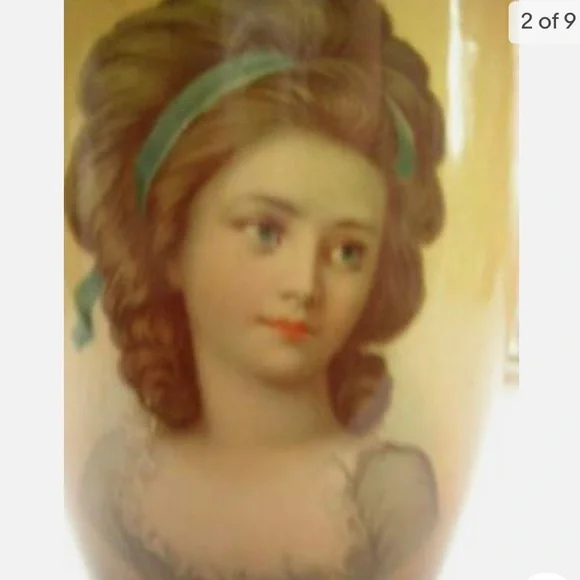 Antique, Royal 417, Large, 12.5in H x 4.5in Whiteware Cameo Portrait Art Pottery